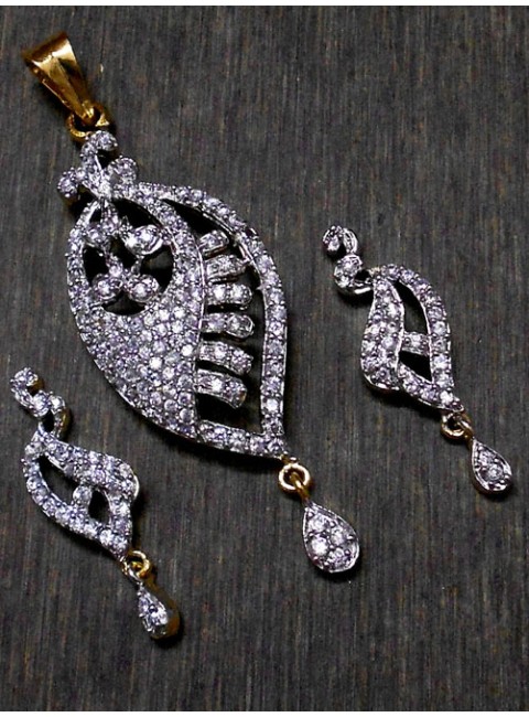 CZ Pendant With Earrings